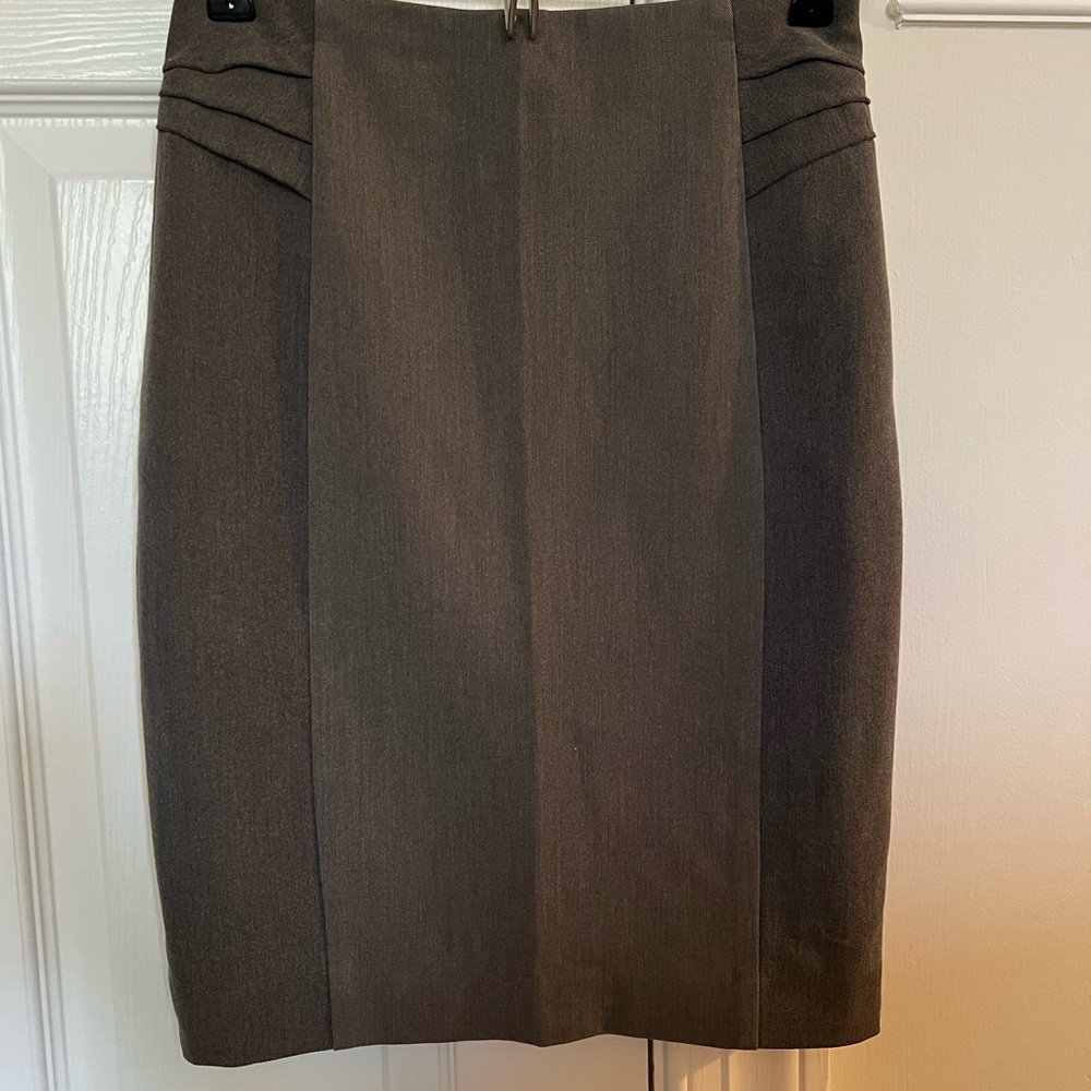 Express Gray Ruched Pencil Skirt Knee-Length Work